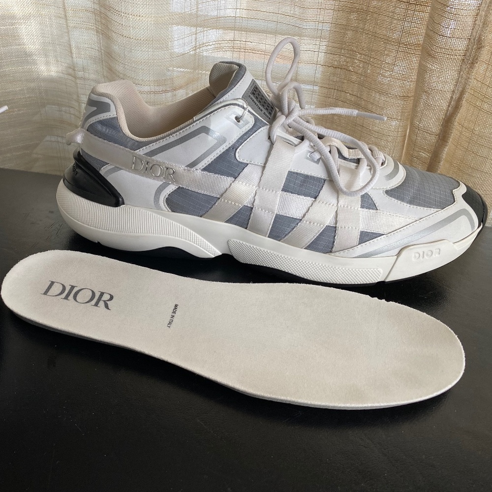Christian Dior B24 RUNTEK 43-10 rubber shoes white grey black sneakers trainers - Picture 4 of 12